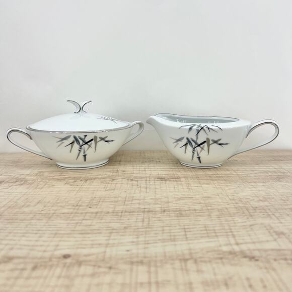 Noritake VINTAGE 50s Japanese Porcelain Sugar & Creamer Set Bamboo 2133 B05 - Picture 1 of 14